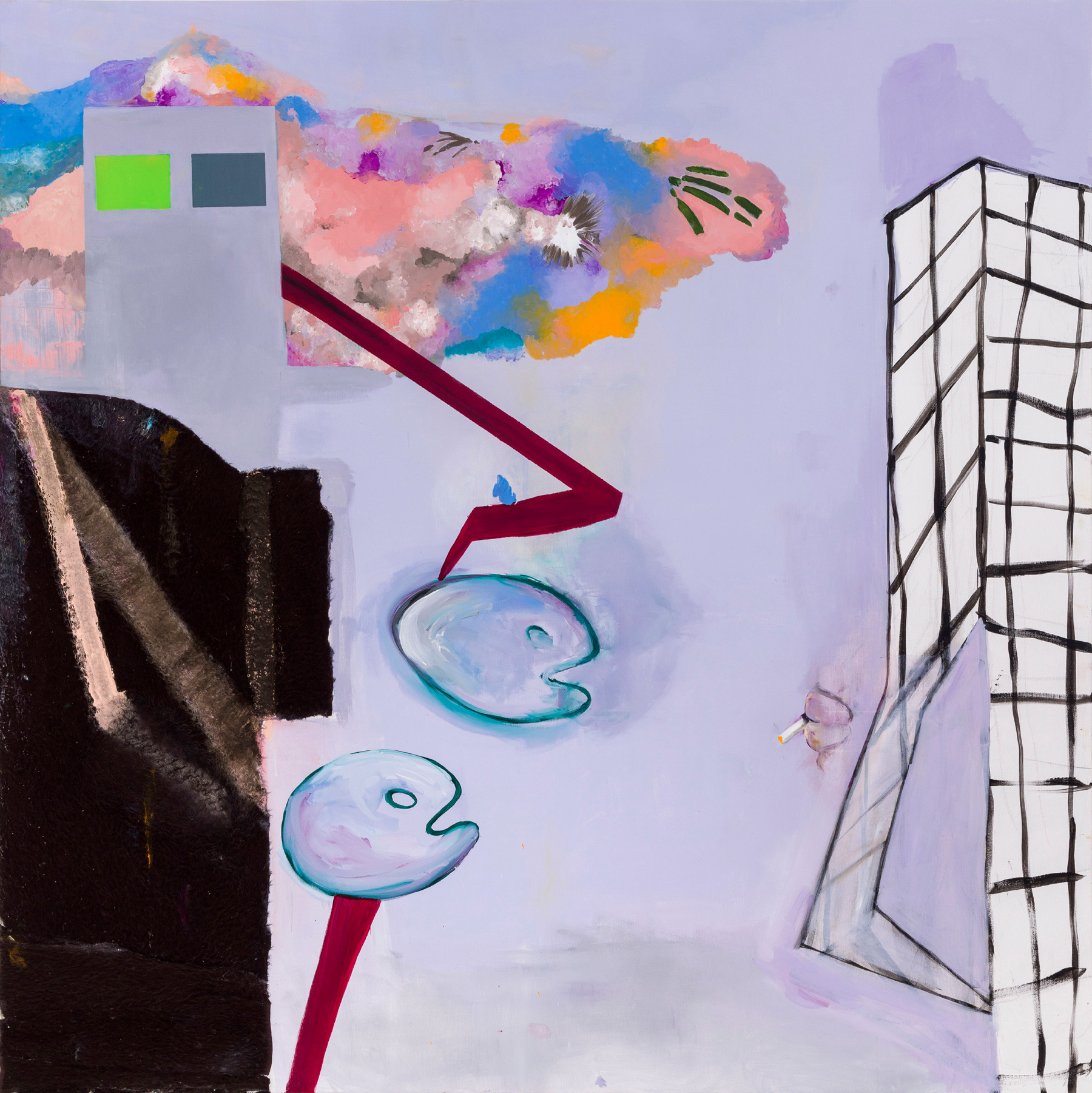 Florence Reymond, >Solo dans la partie (Porte de la Chapelle), détail, 2023, huile sur toile, 180 × 190 cm © Florence Reymond, ADAGP, 2023